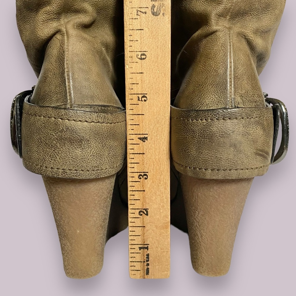 Kennel & Schmenger Olive Green Leather Wedge Slouch Mid Calf Boots SZ 40 / 9 - Picture 13 of 13